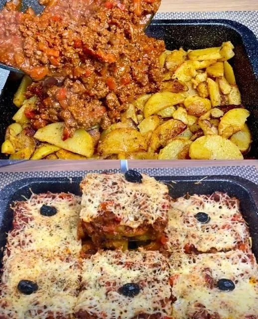 Heerlijk gerecht met aardappelen en gehakt, eenvoudig en smakelijk bereid.