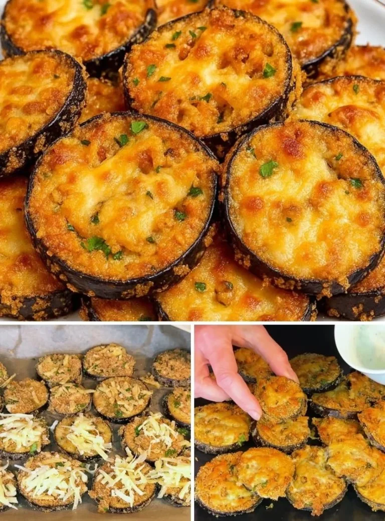 Aubergine fritjes met kaas en yoghurtsaus op een bord