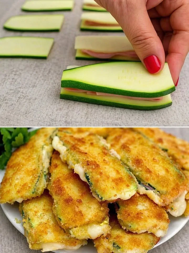Courgette schnitzels met smeltende kaas, heerlijk vegetarisch recept