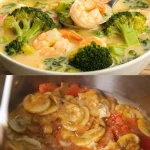 Garnalensoep met broccoli in een kom, eenvoudig en smakelijk recept