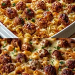 Heerlijke gehaktballen met kaas en pasta recept op een bord