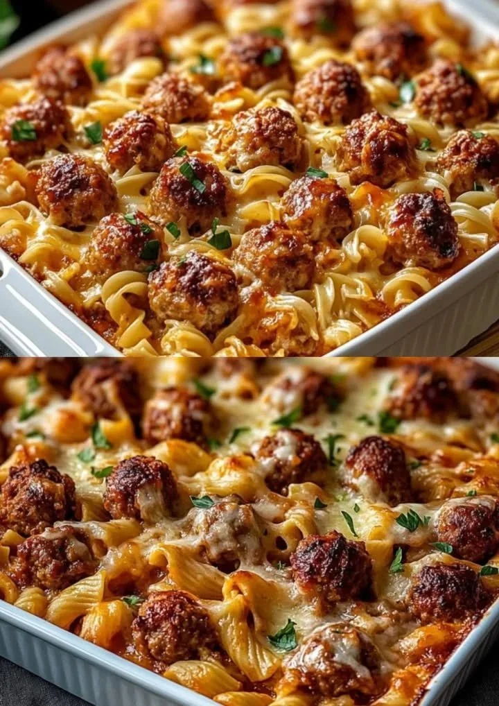 Heerlijke gehaktballen met kaas en pasta recept op een bord