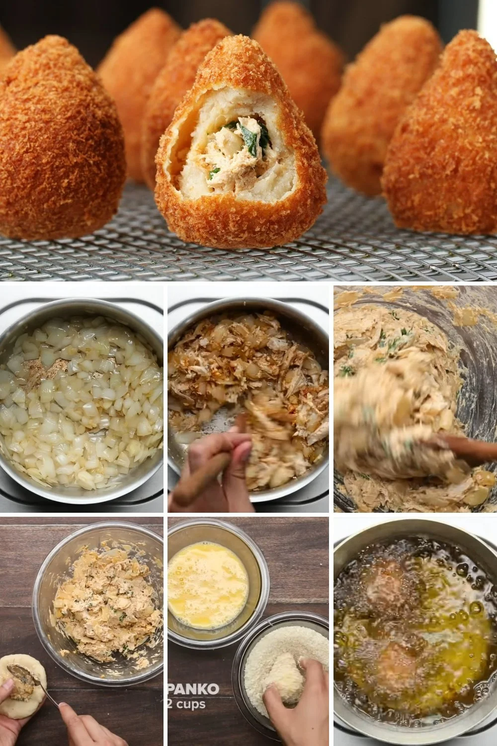 Zelfgemaakte Braziliaanse Coxinha, knapperige kipkroketten op een bord