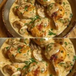 Aardappelgehaktballetjes geserveerd met romige champignonsaus