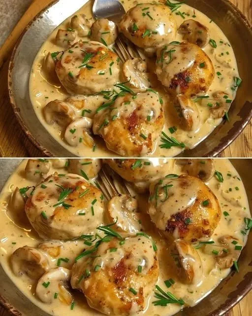 Aardappelgehaktballetjes geserveerd met romige champignonsaus