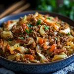 Geroerbakte kool met gehakt geserveerd op een bord