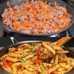 Gezonde groente pasta met kleurrijke groenten en een heerlijke saus.