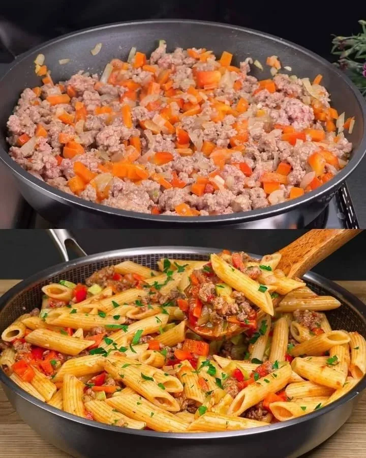 Gezonde groente pasta met kleurrijke groenten en een heerlijke saus.