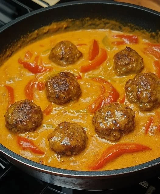 Hartige paprikagehaktballetjes met een zoete twist, snel en gemakkelijk te maken.