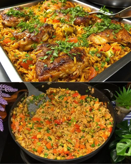 Een bord met kip met rijst, een smaakvol en populair gerecht in de Nederlandse keuken.