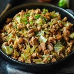 Kipgehakt met kool, snel en gezond recept op een bord