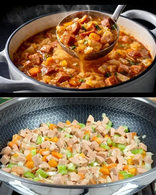 Verfrissende koolsoep met groenten en kruiden, perfect voor warme dagen.