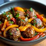 Makkelijke pittige gehaktballetjes op een bord met smaakvolle saus