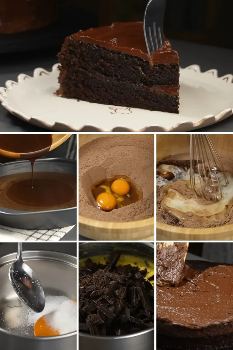 Fudgy chocoladetaart geserveerd met een rijke chocoladesaus