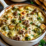 Ovenschotel met gehakt en spruitjes uit de oven