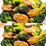 Gezonde roerbak met broccoli en champignons in een pan
