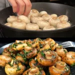 Romige champignon en uien schotel met verse ingrediënten