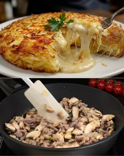 Heerlijke aardappel-mozzarella ovenschotel uit de oven met een goudbruine bovenkant