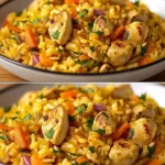 Snel aromatisch recept voor kip en rijst pilaf in een pan.