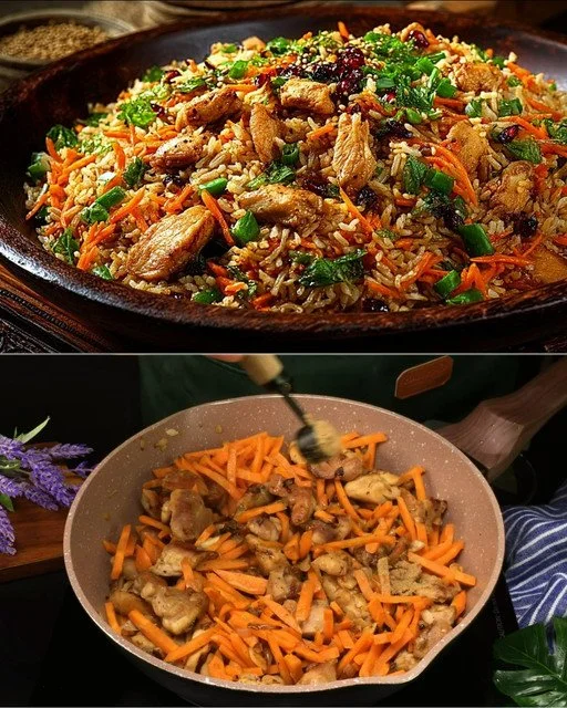 Snelle kip met rijst, eenvoudig en smakelijk recept voor een snelle maaltijd