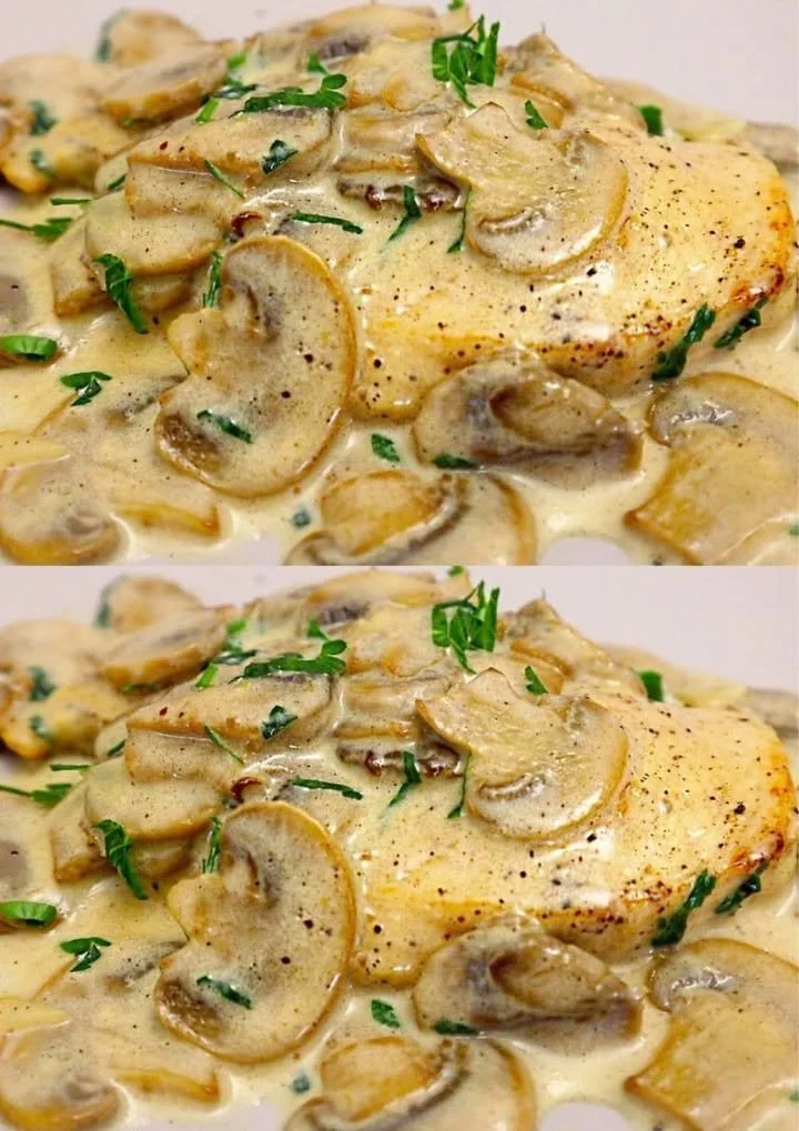 Snelle kipfilet met champignons in romige saus