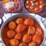 Snelle zondagse gehaktballetjes in romige saus op een bord.