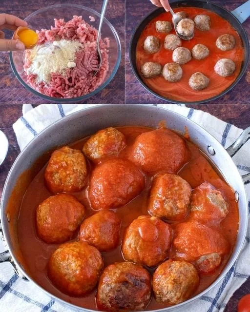 Snelle zondagse gehaktballetjes in romige saus op een bord.
