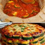 Zucchini bake met kaas en kruiden, perfect voor een gezonde maaltijd.