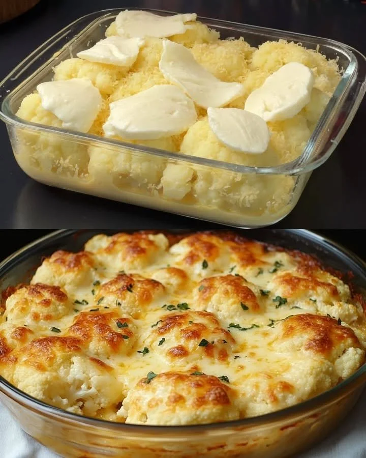 Bloemkool gratin met romige kaas en kruiden uit de oven