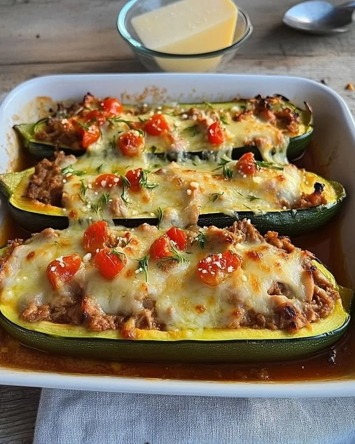Eenvoudig vegetarisch recept voor courgette gevuld met groenten en kruiden.