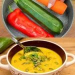 Heerlijke courgettesoep in een kom, perfect voor een gezonde maaltijd.