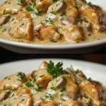 Heerlijk gerecht: Kip in romige saus geserveerd met groenten