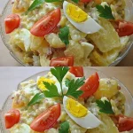 Oma's klassieke aardappelsalade met verse ingrediënten en kruiden