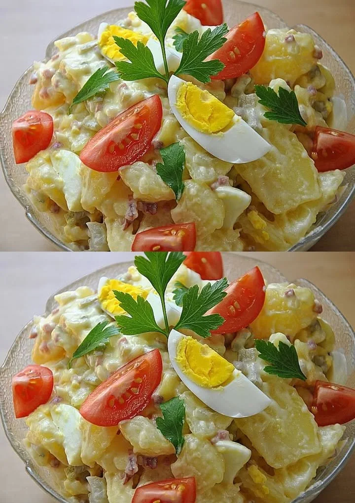 Oma's klassieke aardappelsalade met verse ingrediënten en kruiden