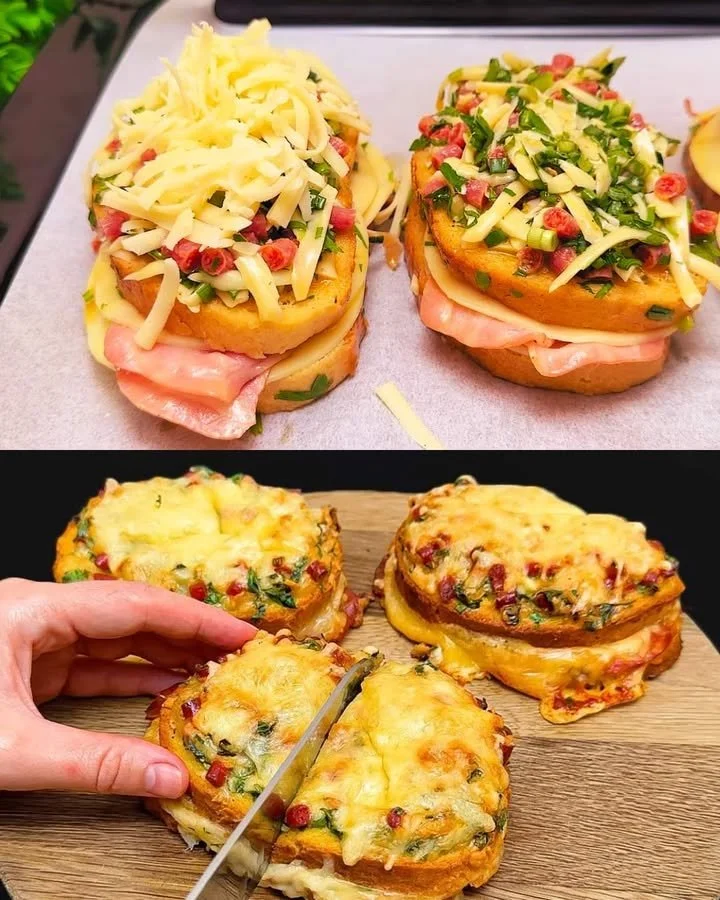 Heerlijke ontbijtsandwich gevuld met verse ingrediënten voor een perfecte start.