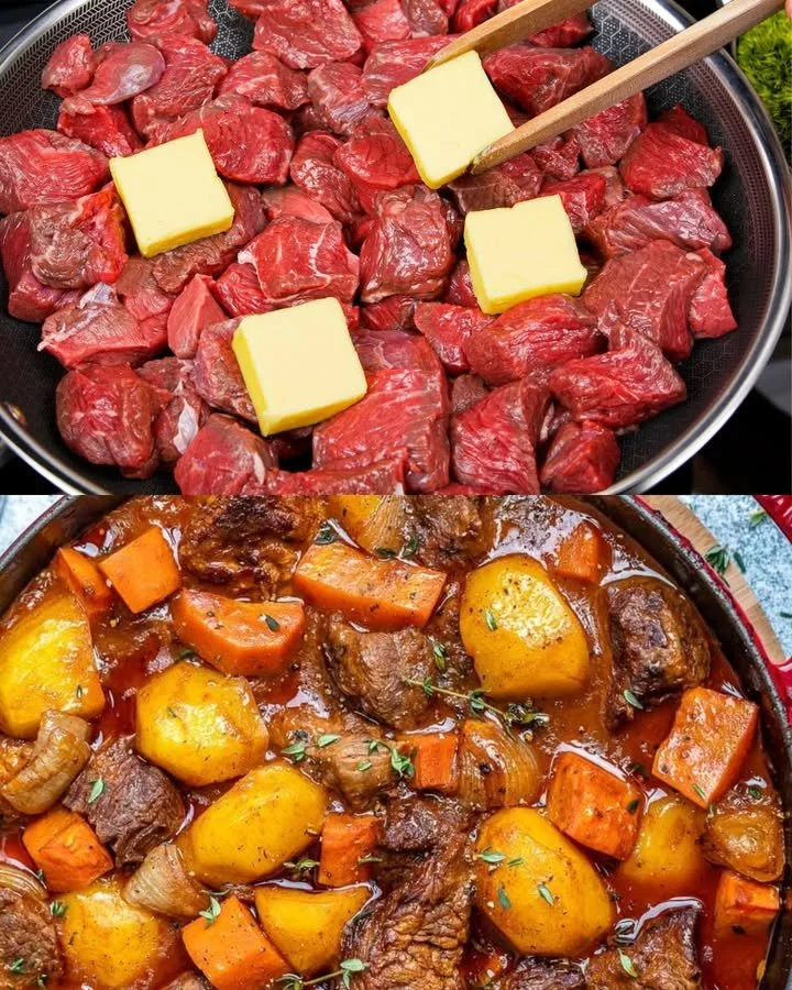 Heerlijke runderstoofpot met groenten en kruiden voor een perfecte maaltijd.