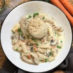 Vegan fricassee met rijst, een heerlijk en gezond gerecht