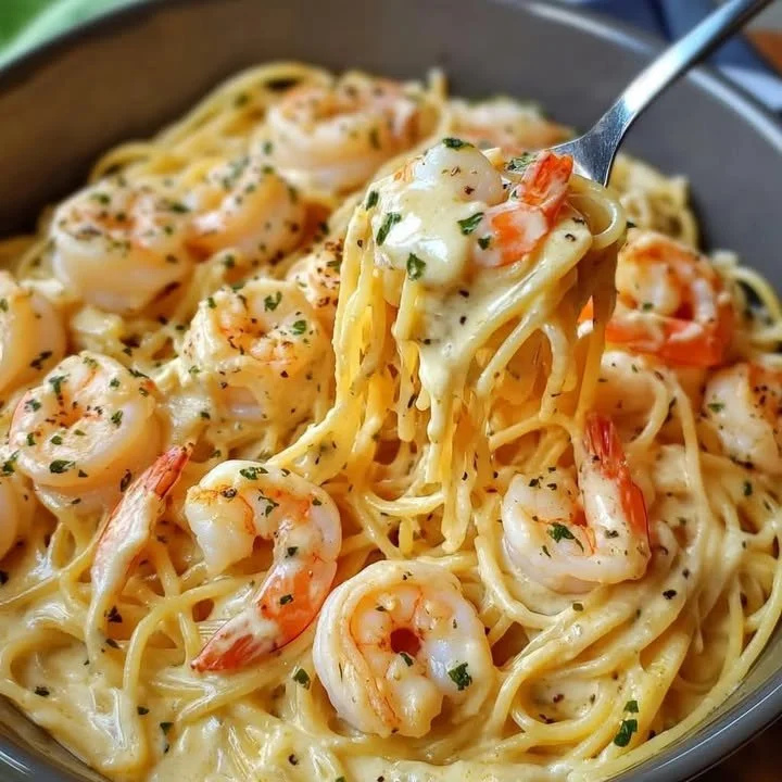 Zalige garnalenspaghetti met garnalen en verse ingrediënten