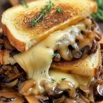 Gegrilde kaas met Goudse kaas, champignons en uien op een bord