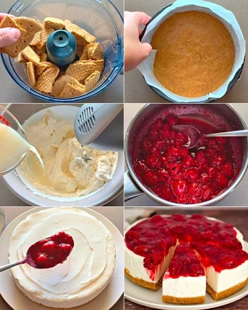 Philadelphia-frambozencake met verse frambozen en roomkaas