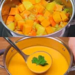 Heerlijke zelfgemaakte pompoensoep in een kom, perfect als herfstgerecht.