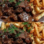 Vlaamse varkenskoteletten geserveerd met frieten op een bord