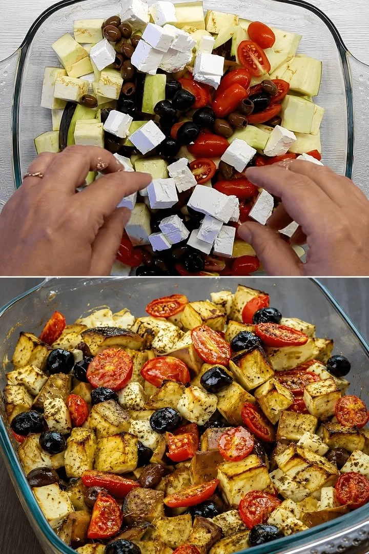 Aubergines op Griekse wijze met kruiden en olijfolie