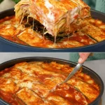 Gezonde courgette lasagne met kaas en groenten, perfect voor een smakelijke maaltijd.