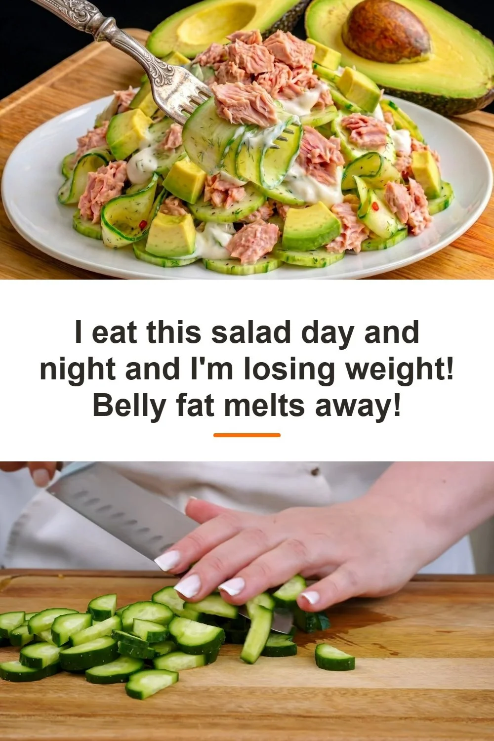 Creamy avocado and zucchini salad served in a bowl, garnished with herbs.