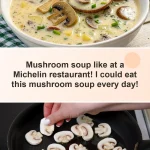 Bowl of creamy mushroom soup, perfect for cozy evenings with family.