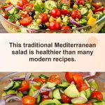 Bowl of easy Mediterranean Chickpea Salad with fresh vegetables and herbs