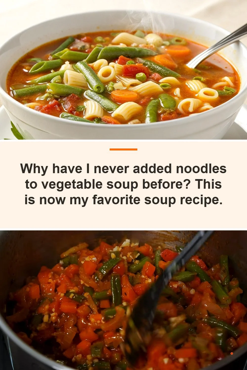 Bowl of easy vegetable soup with noodles garnished with fresh herbs