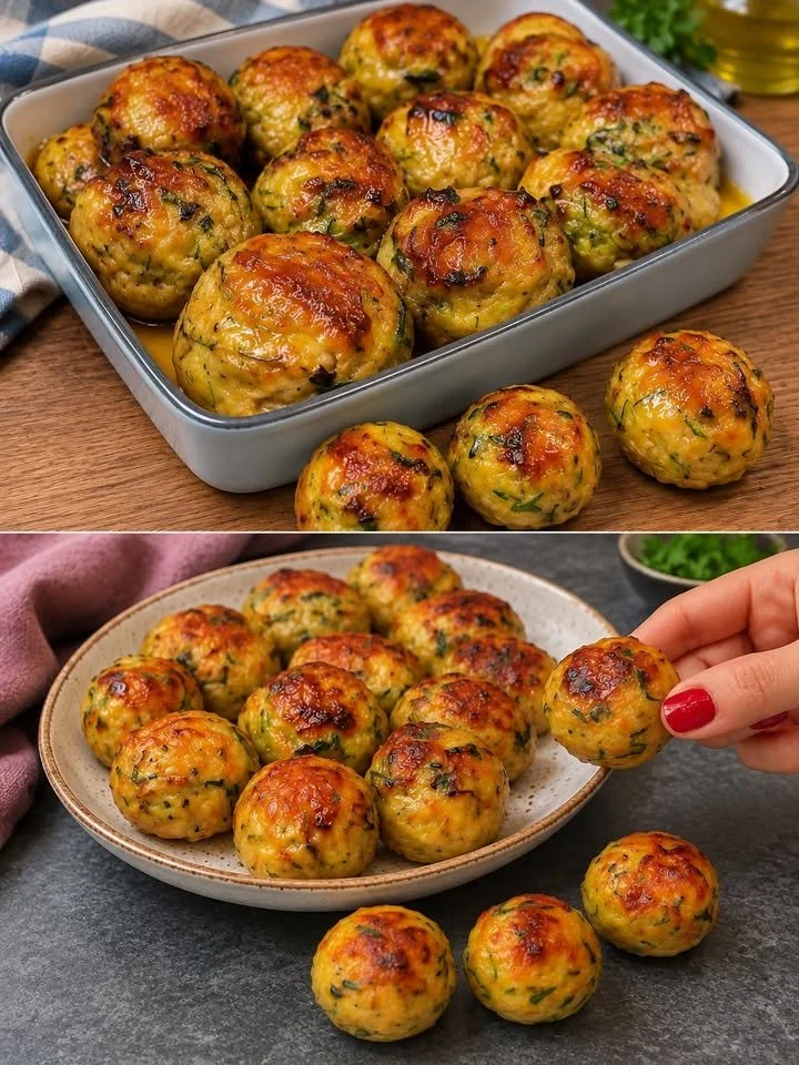 Heerlijke gebakken courgette balletjes uit de oven voor een gezonde snack.