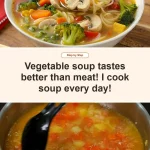Bowl of homemade Gemüsesuppe filled with fresh vegetables and herbs